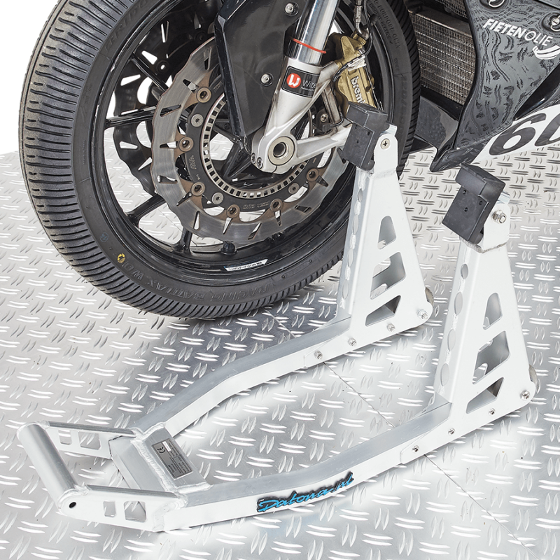 Béquille d'atelier aluminium pour moto roue avant