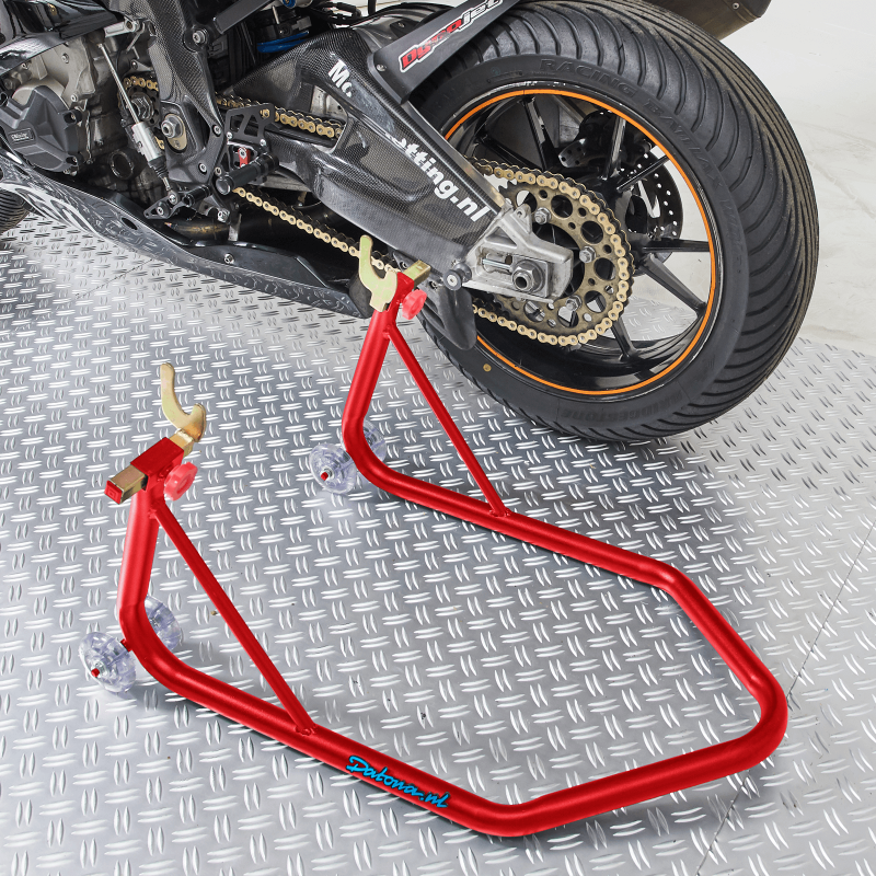 Béquille d'atelier moto rouge Xtreme roue arrière