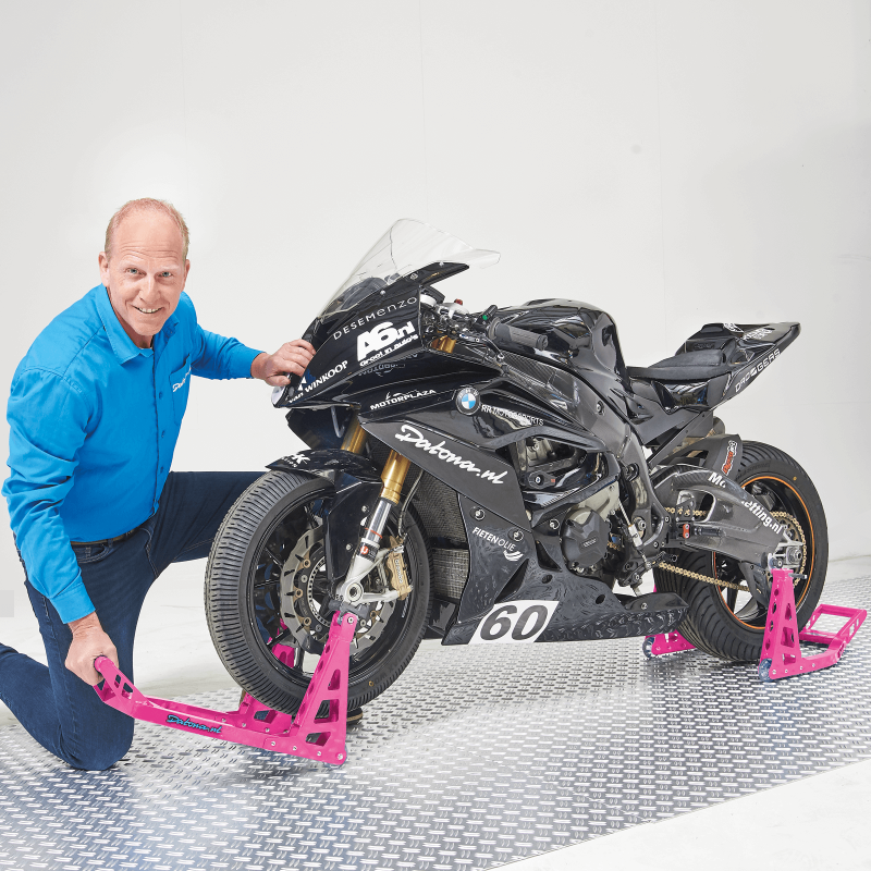 Béquille d'atelier rose MotoGP roue avant et arrière