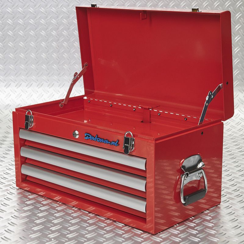 Caisse à outils avec 3 tiroirs - 2 tiroirs remplis – rouge