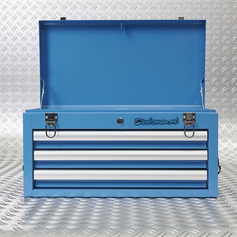 Caisse à outils bleue avec 3 tiroirs