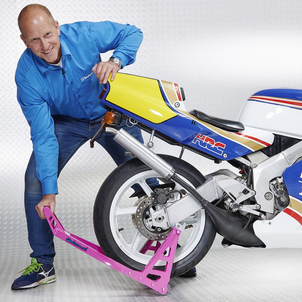 Poignée béquille d'atelier rose MotoGP roue arrière