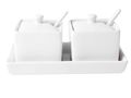 CasaLupo Potjes met Lepel op Tray Wit - 2 Stuks