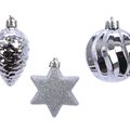 Kerstboom decoratie set van 3, zilver, onbreekbaar