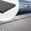 Lames de terrasse en composite massif WPC nervurées - Fun-Deck - Gris/Noir - 210 mm