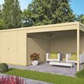 blokhut tuinhuis telma - Moderne tuinschuur met overkapping in designprofiel 28mm