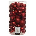 Onbreekbare kerstballen rood koker 100 stuks