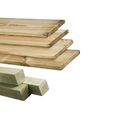 Palissade en bois imprégné au mètre linéaire - Lames horizontales de 16 mm d'épaisseur - Poteaux de 6.8 x 6.8 x 270 cm