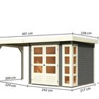 Cabane de jardin "Kerko 3" avec abri - Gris terre - Dimensions