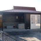 Gartenhaus 3030Z von Interflex 576 x 300 x 262 cm mit Überdachung - Wandstärke 40 mm