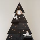 Houten Kerstboom Zwart Dicht Met Led Verlichting 170 cm