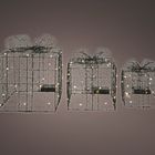 Kerstverlichting set met 3 cadeaus, metalen frame met warm witte lampjes