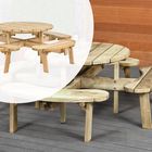 Table de pique-nique en bois imprégné 219 x 73 cm - Ronde