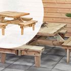 Picknicktafel Geïmpregneerd hout Vierkant 230 x 230 x 70 cm voor 8 personen 