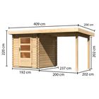 Cabane de jardin avec abri "Bastrup 1" - Dimensions