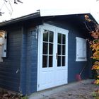 Gartenhaus 4x4 Interflex beschichtet dunkelgrau+weiß