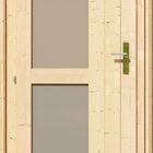 Sauna en bois Skrollan 1 - Porte avec vitrage blanc translucide