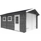 Garage en bois Interflex 3755 - Gris foncé + Blanc