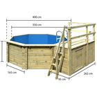 Abmessungen Karibu Holz Pool mit Sonnendeck Modell 1C - 480 x 400 cm
