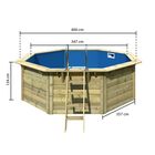 Houten Zwembad X1 Karibu 400 x 400 cm - Met Blauw Zwembadfolie - Afmetingen