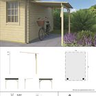 Abmessungen Terrassendach Anbau für Gartenhaus 150 x 275 cm