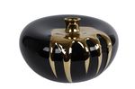 Vaas "Drop" bol zwart/goud aardewerk 18x18x12cm