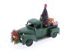 Metalen auto met kerstboom groen ''Pickup'' 26x11x17cm