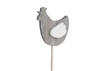 Houten Kip 8cm Grijs Wit