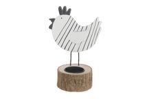 Metalen Kip Kaarshouder 12x8x18cm Zwart Wit