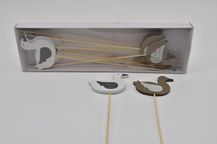 Ganzen Op Stok Grijs Wit - 12 Stuks