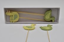 Ganzen Op Stok Groen Geel - 12 Stuks