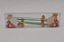 Houten Kip Op Stok Oranje 7x6cm - 8 Stuks