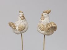 Doos Terracotta Kippen Op Stok 7 cm - 12 Stuks