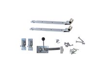 Gate Fittings for Garden Fence with Cranked Hinges Blue Galvanized