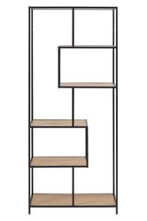sabro-boekenkast-6-planken-asymetrisch-wild-eiken-zwart-frame-1