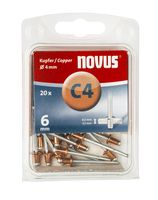 Novus popnagels C4 X 6 mm koper - 20 stuks