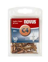 Novus popnagels C4 X 10 mm koper - 20 stuks