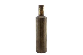 Deco fles metaal Ø15.5x68cm Antiek goud en zwart 