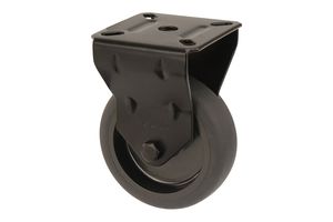 Bockrolle - Möbelrolle Schwarz 75 mm Gummi mit Platte - Pro Stück