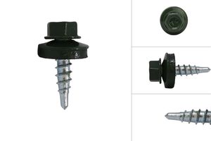 Autoperforantes con arandela galvanizados 4,8 x 20 mm verde - Caja 100 uds.
