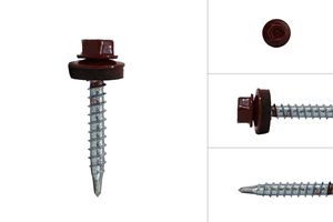 Red Galvanized Roof Tile Screws 4.8 x 35 mm - Box of 100 Pieces