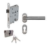 RVS deurklink met slot - Compleet met cilinderslot - Per Set