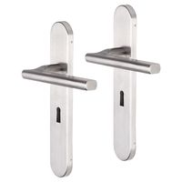 Deurklink RVS op schild SL56 met vlakke greep - Per Set