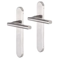 Deurklink RVS op schild met vlakke greep - Per Set