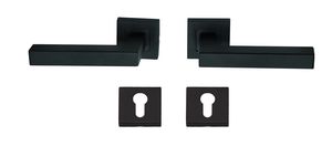 Türgriffe Schwarz auf Vierkantrosette mit Zylinderrosetten - Pro Set