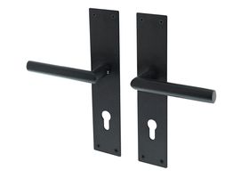 Deurkruk Lavuzo Nuoro Zwart - Deurklink op schild PC72 - Per set