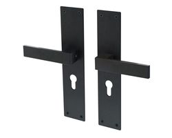 Poignée de porte Lavuzo Trapini noir - Poignée de porte sur plaque PC55 - Par set