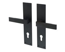 Poignée de porte Lavuzo Trapini noir - Poignée de porte sur plaque PC72 - Par set
