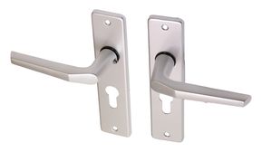 Deurkruk met schild PC55 aluminium duimmodel - Per Set