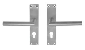 Poignée de porte sur plaque en inox PC72 - Modèle droit